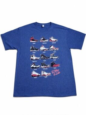 Cotton Heritage Men’s Blue Retro Sneakers Graphic Crew Neck Jersey Tee 2XL